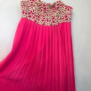 Lilly Pulitzer Formal Bright Pink & Gold Lace Top
